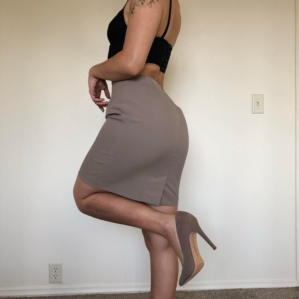 90s Beige Pencil Skirt